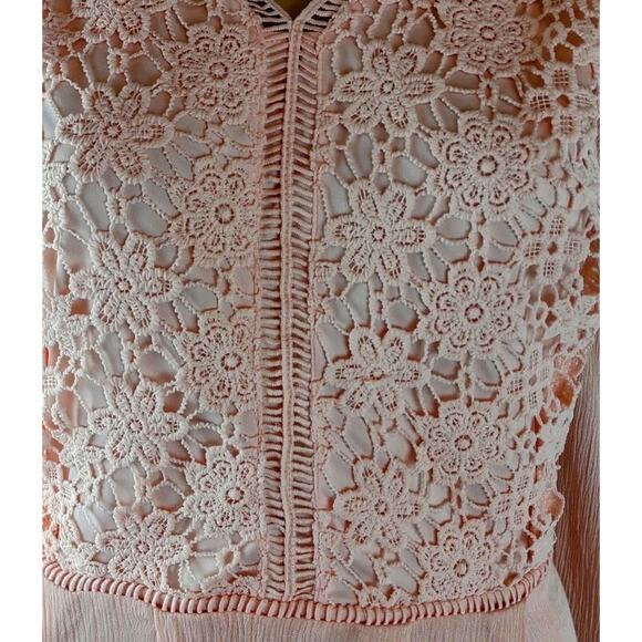 CATO Women's Midi Lace Dress 2X Rayon Polyester Peach Floral Formal Wedding - Picture 2 of 5